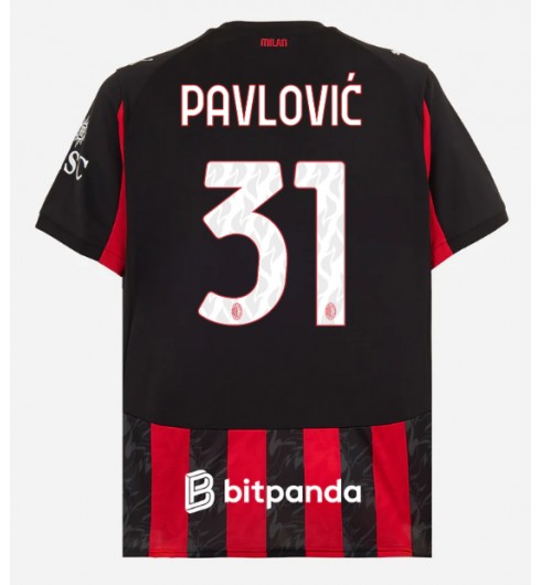 AC Milan Strahinja Pavlovic #31 Domácí Dres 2025-26 Krátký Rukáv AC Milan Strahinja Pavlovic #31 Domácí Dres 2025-26 Krátký Rukáv